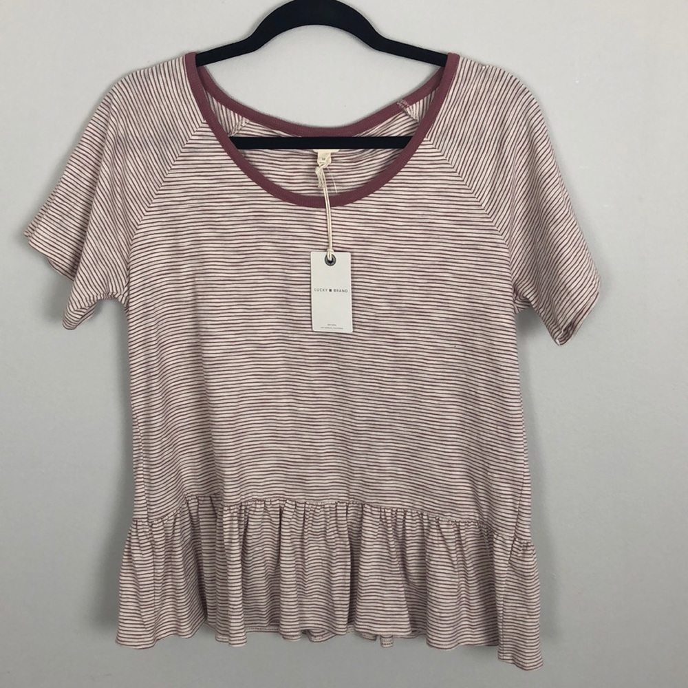 Lucky Brand Stripe Peplum Top Medium NWT